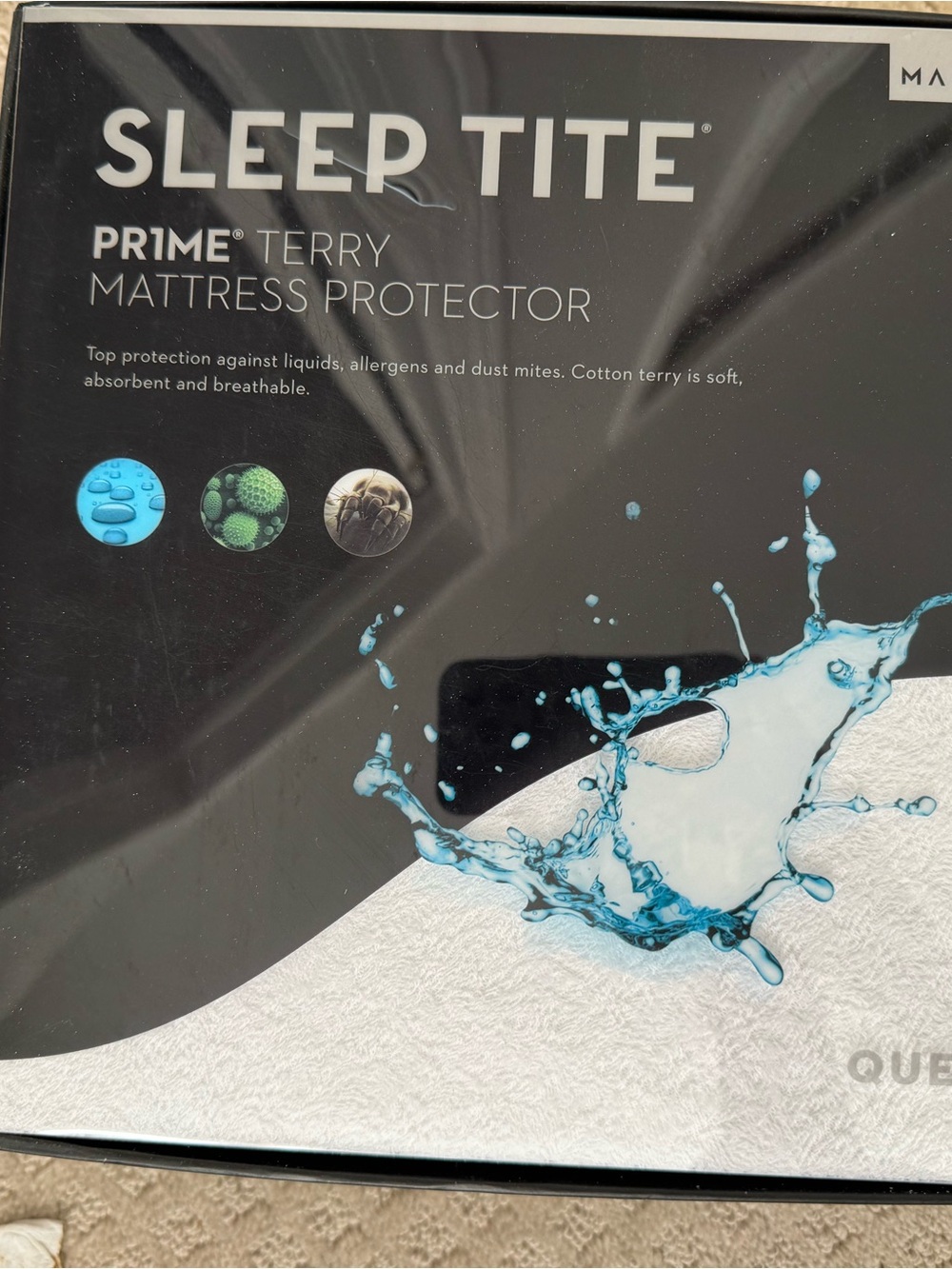 SLEEP TITE Prime Terry Mattress Protector - White